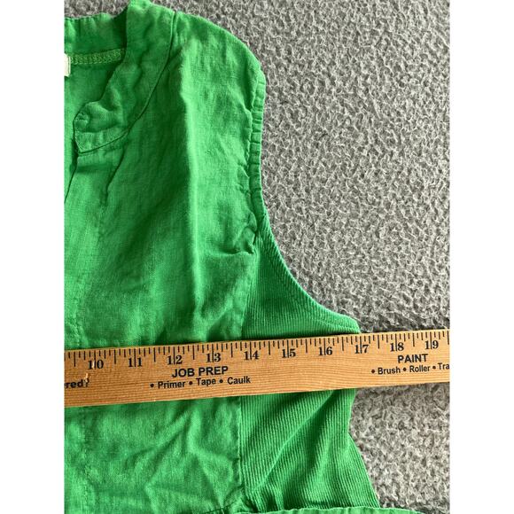 Terzo Millennio Mini Dress Medium Made Italy Linen Sleeveless Green Beach Boho - Picture 8 of 11